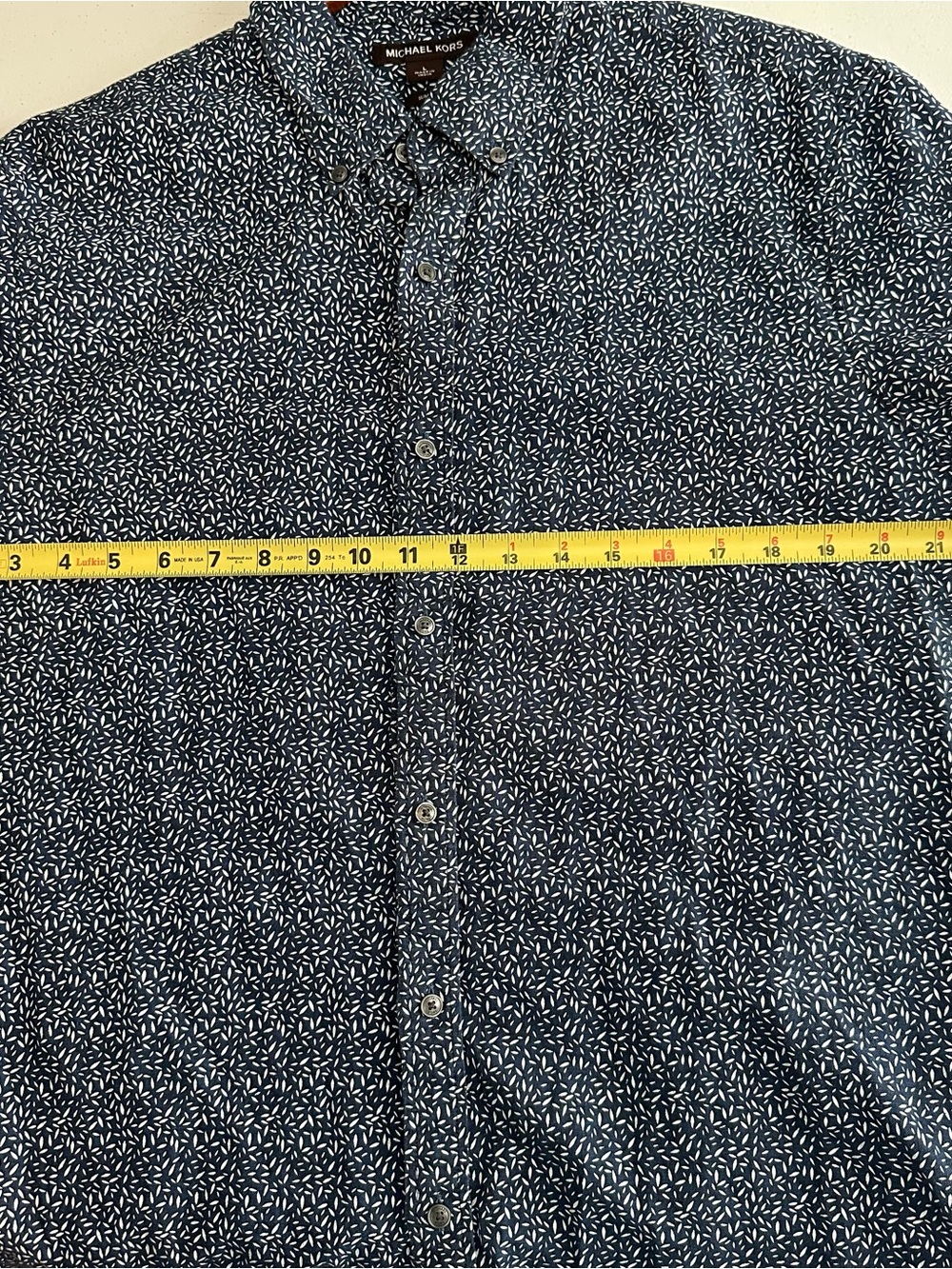 Michael Kors 100% Linen Slim Fit Short Sleeve Button Up Shirt Men’s Large Blue - Picture 6 of 6